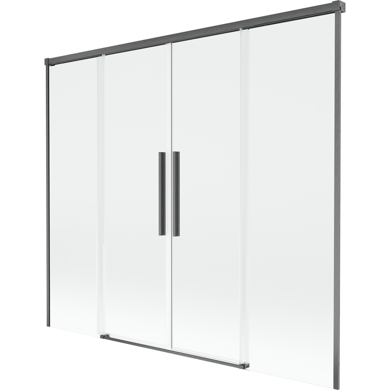 Mexen Rox vanová zástěna 2-křídlová posuvná 190 x 150 cm, transparentní, gun gray kartáčovaný - 8C9-190-002-66-00