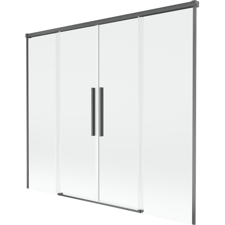 Mexen Rox vanová zástěna 2-křídlová posuvná 190 x 150 cm, transparentní, gun gray kartáčovaný - 8C9-190-002-66-00