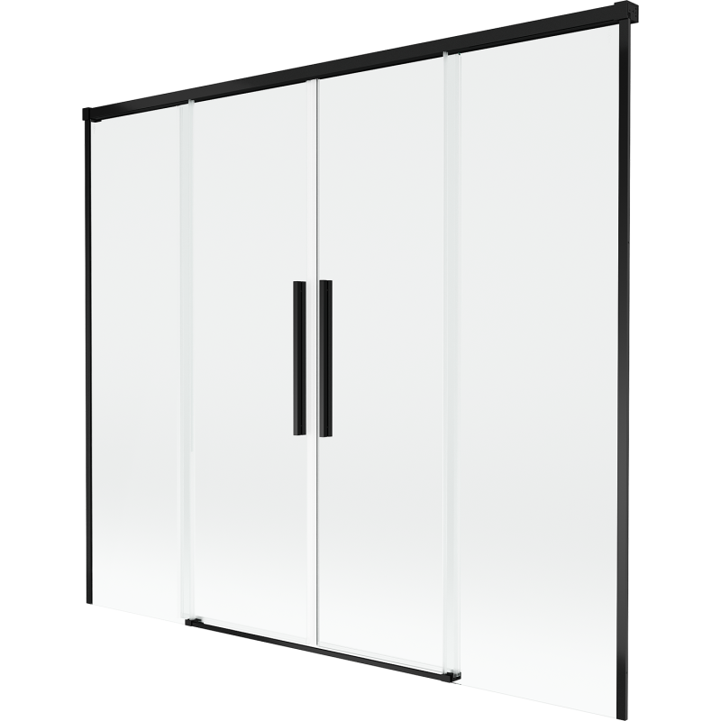 Mexen Rox vanová zástěna dvoukřídlá posuvná 170 x 150 cm, transparentní, černá - 8C9-170-002-70-00