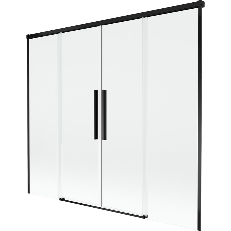 Mexen Rox dvoukřídlá vanová zástěna posuvná 180 x 150 cm, transparentní, černá - 8C9-180-002-70-00