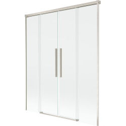 Mexen Rox vanová zástěna 2-dílná posuvná 150 x 150 cm, průhledná, kartáčovaný nikl - 8C9-150-002-97-00