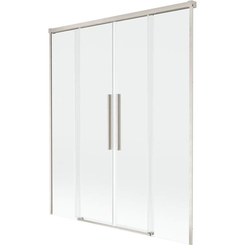 Mexen Rox vanová zástěna 2-dílná posuvná 150 x 150 cm, průhledná, kartáčovaný nikl - 8C9-150-002-97-00