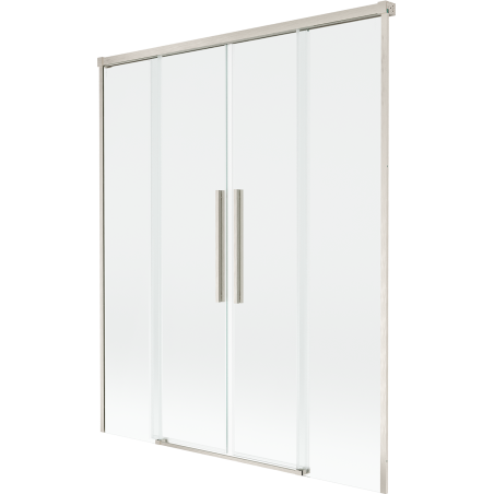Mexen Rox vanová zástěna 2-dílná posuvná 150 x 150 cm, průhledná, kartáčovaný nikl - 8C9-150-002-97-00