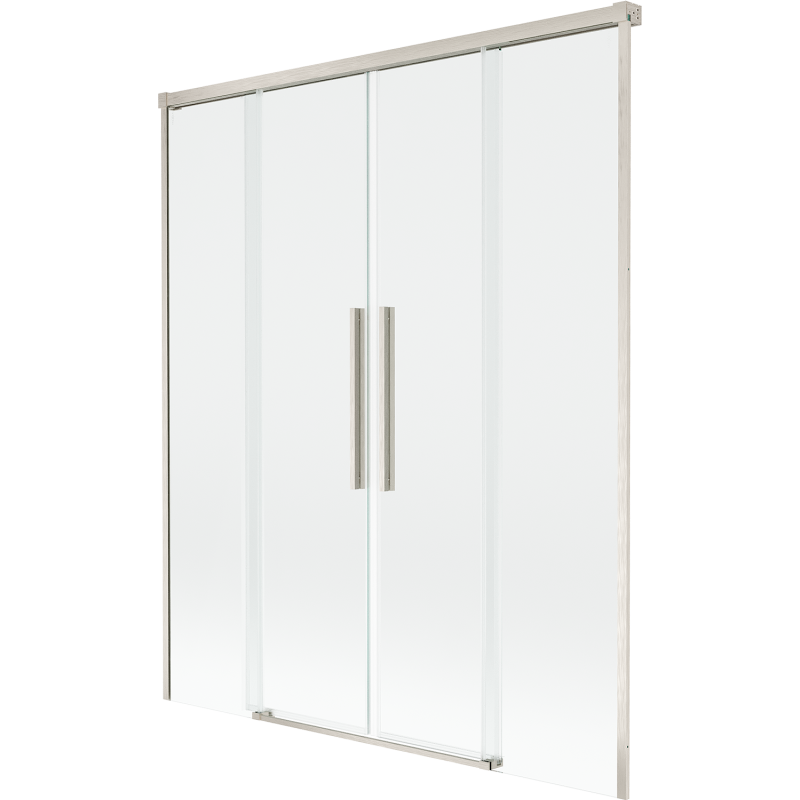 Mexen Rox vanová zástěna 2-křídlá posuvná 160 x 150 cm, transparentní, kartáčovaný nikl - 8C9-160-002-97-00
