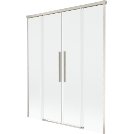 Mexen Rox vanová zástěna 2-křídlá posuvná 160 x 150 cm, transparentní, kartáčovaný nikl - 8C9-160-002-97-00