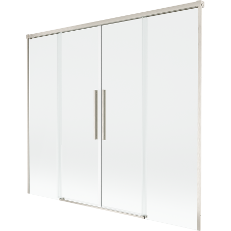 Mexen Rox vanová zástěna, 2-dílná, posuvná, 170 x 150 cm, transparentní, kartáčovaný nikl - 8C9-170-002-97-00