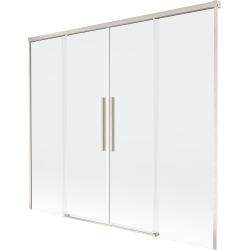 Mexen Rox vanová zástěna 2-dílná posuvná 190 x 150 cm, transparentní, kartáčovaný nikl - 8C9-190-002-97-00
