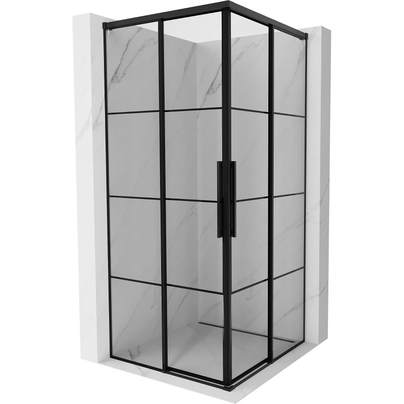 Mexen Rox Duo sprchová kabina posuvná 75 x 75 cm, černá mřížka, černá - 8C2D-075-075-70-77