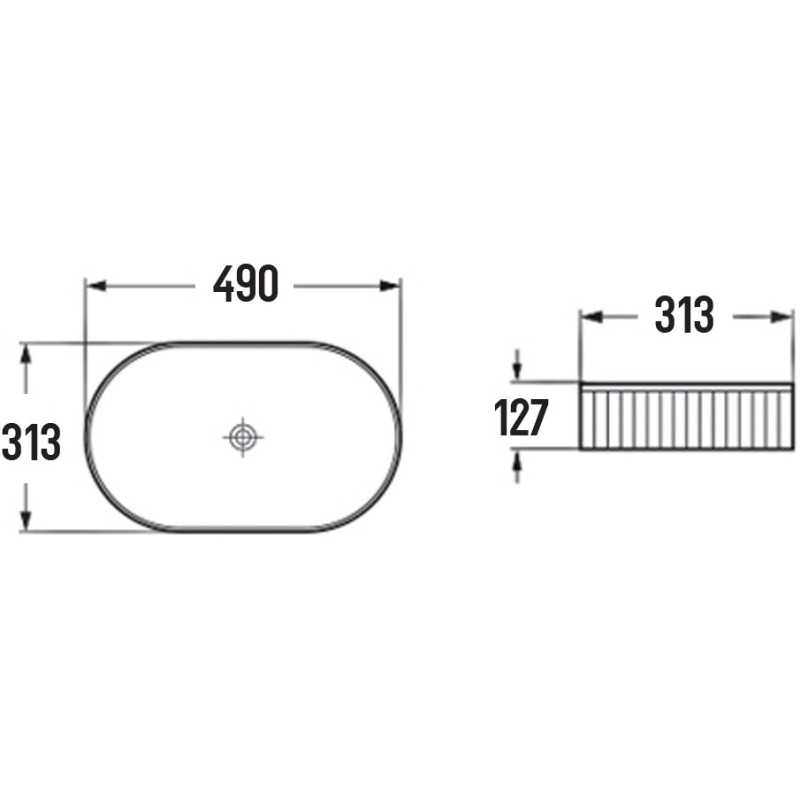 Mexen Grovo umyvadlo na desku rýhované 49 x 31 cm, bílá - 22304900