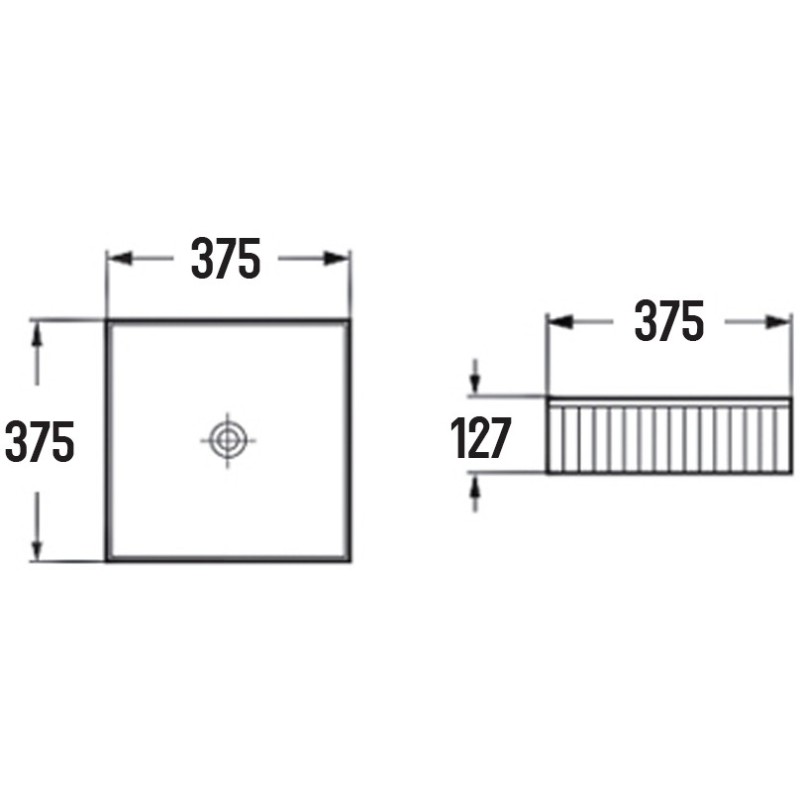 Mexen Grovo umyvadlo na desku ryhované 37 x 37 cm, černá mat - 22303785