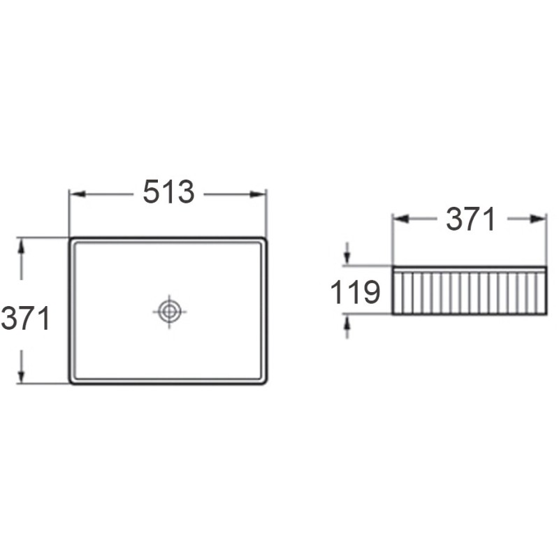 Mexen Grovo umyvadlo na desku rýhované 51 x 37 cm, bílá - 22305100
