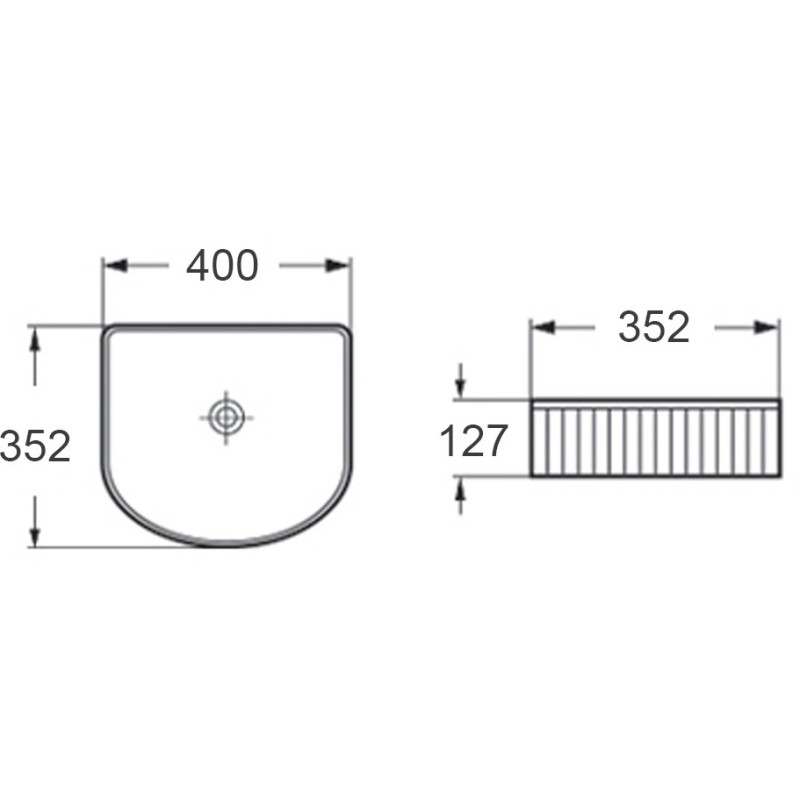 Mexen Grovo umyvadlo na desku rýhované 40 x 35 cm, bílá - 22304000