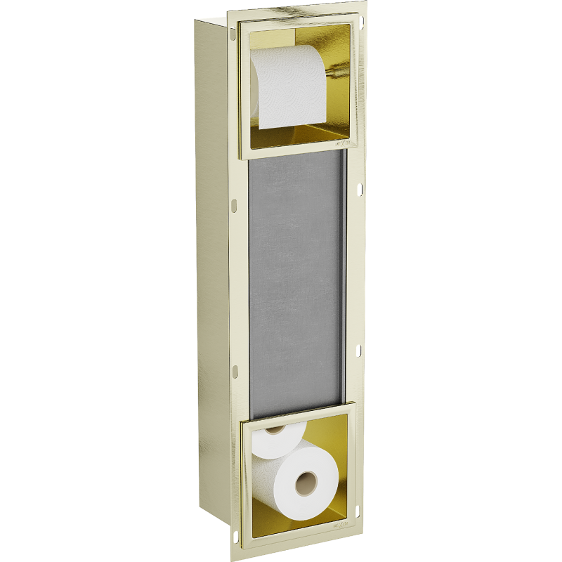 Mexen X-Wall-BP držák na toaletní papír s zásobníkem, zlatý kartáčovaný - 1954