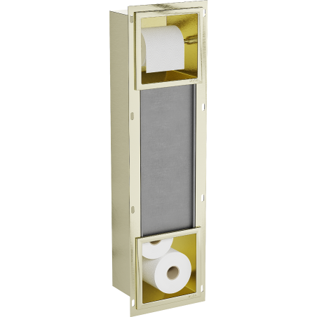 Mexen X-Wall-BP držák na toaletní papír s zásobníkem, zlatý kartáčovaný - 1954