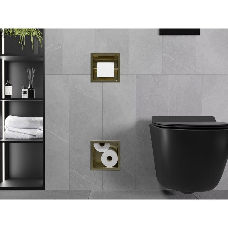 Mexen X-Wall-BP držák na toaletní papír s zásobníkem, zlatý kartáčovaný - 1954