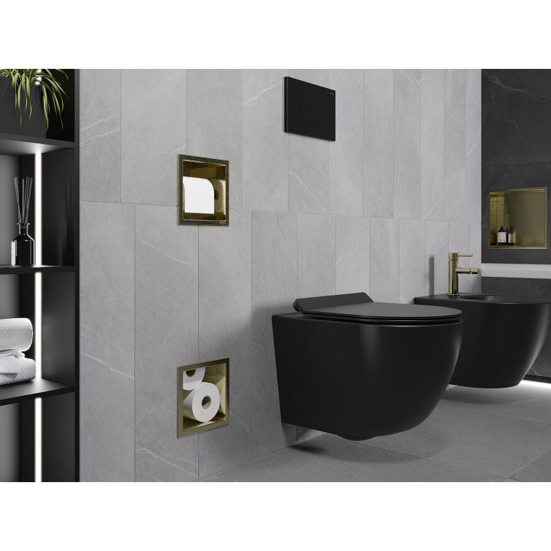 Mexen X-Wall-BP držák na toaletní papír s zásobníkem, zlatý kartáčovaný - 1954