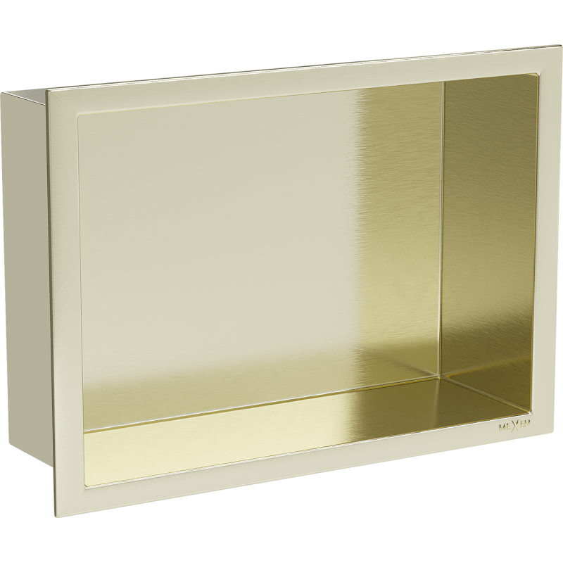 Mexen X-Wall-R nástěnná police s límcem 30 x 20 cm, zlatá kartáčovaná - 1950302010