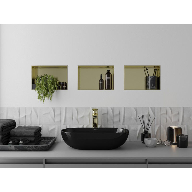 Mexen X-Wall-NR police bez rámečku 30 x 20 cm, zlatá kartáčovaná - 1951302010