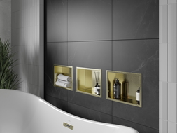 Mexen X-Wall-R nástěnná police s límcem 30 x 20 cm, zlatá kartáčovaná - 1950302010