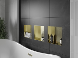 Mexen X-Wall-NR nástěnná police bez lemu 30 x 30 cm, zlatá kartáčovaná - 1951303010