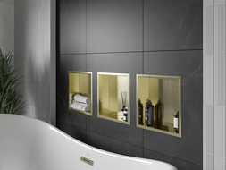 Mexen X-Wall-R nástěnná police s límcem 30 x 30 cm, zlatá kartáčovaná - 1950303010