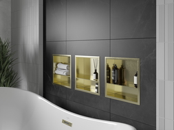 Mexen X-Wall-R vestavěná police s límcem a policí 30 x 30 cm, zlatá kartáčovaná - 1950303010S