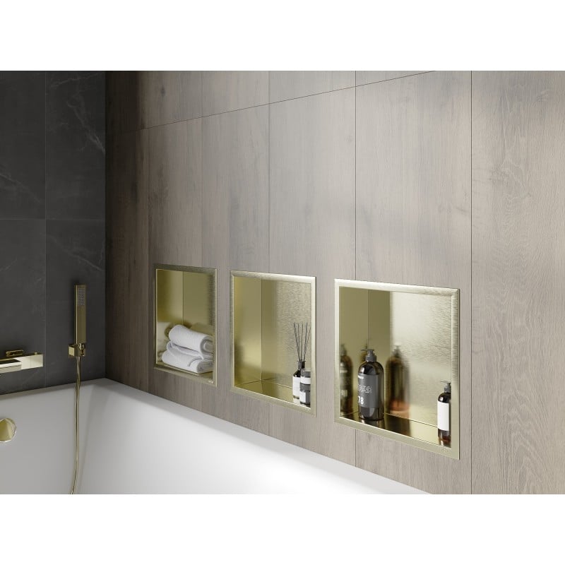 Mexen X-Wall-R nástěnná police s límcem 30 x 30 cm, zlatá kartáčovaná - 1950303010