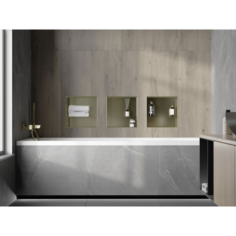 Mexen X-Wall-NR nástěnná bez lemové police s policí 30 x 30 cm, zlatě kartáčovaná - 1951303010S