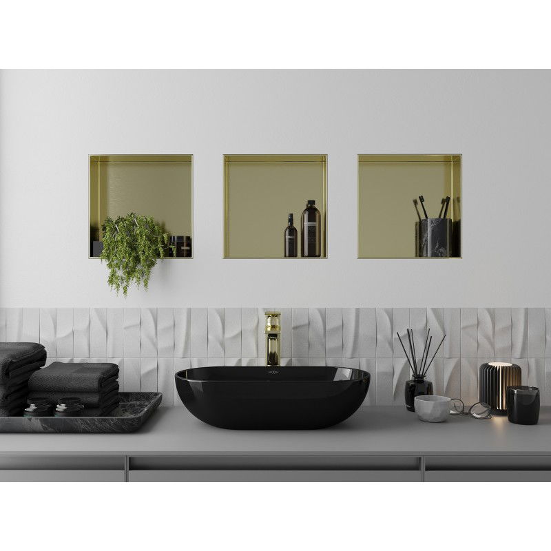 Mexen X-Wall-NR nástěnná police bez lemu 30 x 30 cm, zlatá kartáčovaná - 1951303010