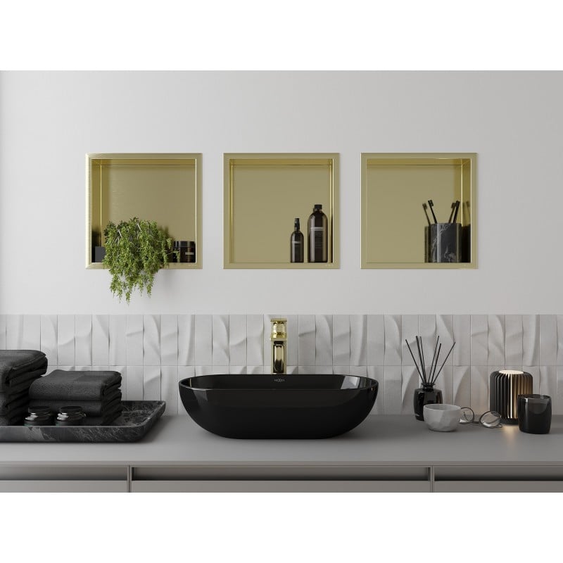 Mexen X-Wall-R nástěnná police s límcem 30 x 30 cm, zlatá kartáčovaná - 1950303010