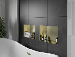 Mexen X-Wall-NR police do výklenku bez límce 45 x 30 cm, zlatý kartáčovaný - 1951453010