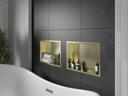 Mexen X-Wall-R nástěnná polička s límcem 45 x 30 cm, zlatá kartáčovaná - 1950453010