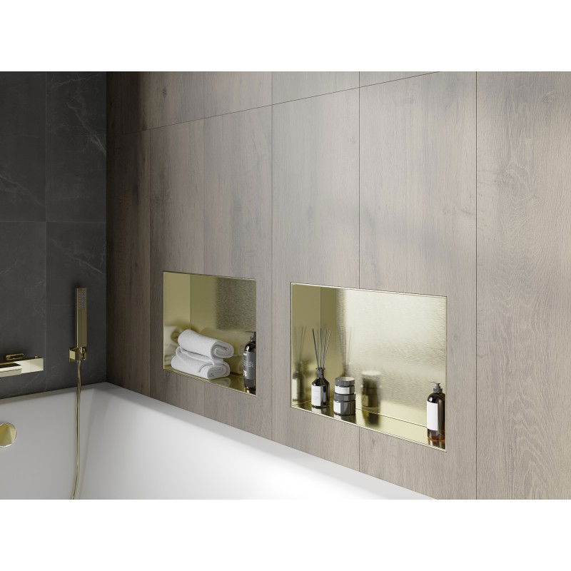 Mexen X-Wall-NR police do výklenku bez límce 45 x 30 cm, zlatý kartáčovaný - 1951453010