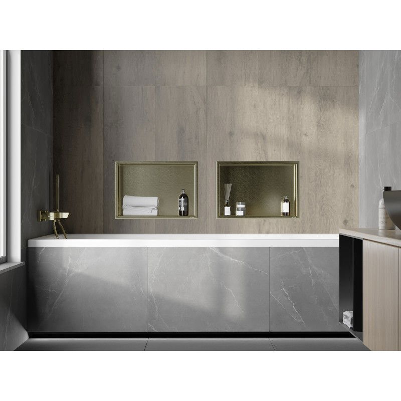 Mexen X-Wall-R nástěnná polička s límcem 45 x 30 cm, zlatá kartáčovaná - 1950453010