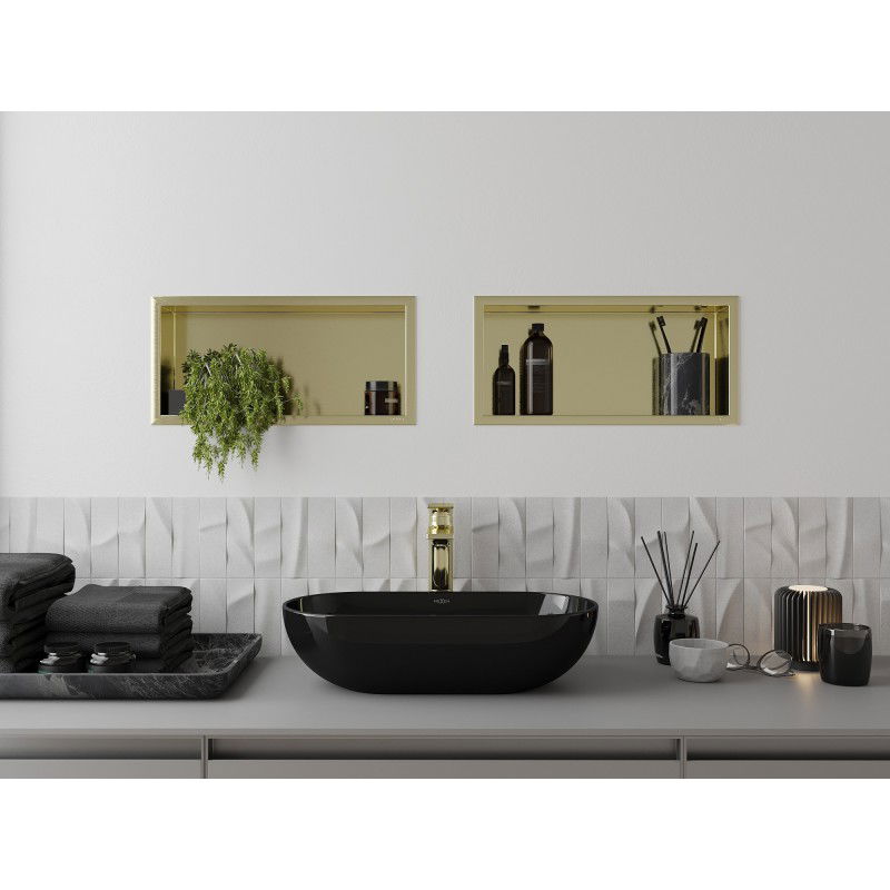 Mexen X-Wall-R výklenková police s límcem 45 x 20 cm, zlatá kartáčovaná - 1950452010