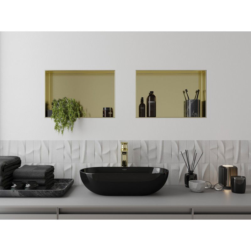 Mexen X-Wall-NR police do výklenku bez límce 45 x 30 cm, zlatý kartáčovaný - 1951453010