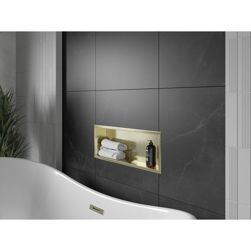 Mexen X-Wall-R rohová police s límcem 60 x 20 cm, zlatá kartáčovaná - 1950602010