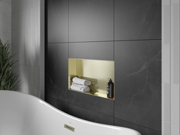 Mexen X-Wall-NR police do výklenku bez okraje 60 x 30 cm, kartáčované zlato - 1951603010