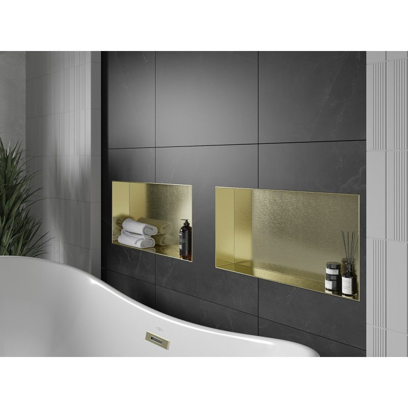 Mexen X-Wall-NR police do výklenku bez okraje 60 x 30 cm, kartáčované zlato - 1951603010