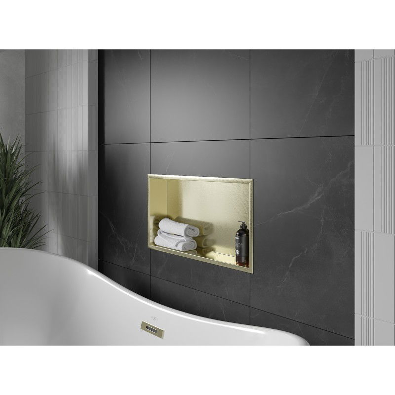 Mexen X-Wall-R výklenková polička s límcem 60 x 30 cm, zlatá kartáčovaná - 1950603010