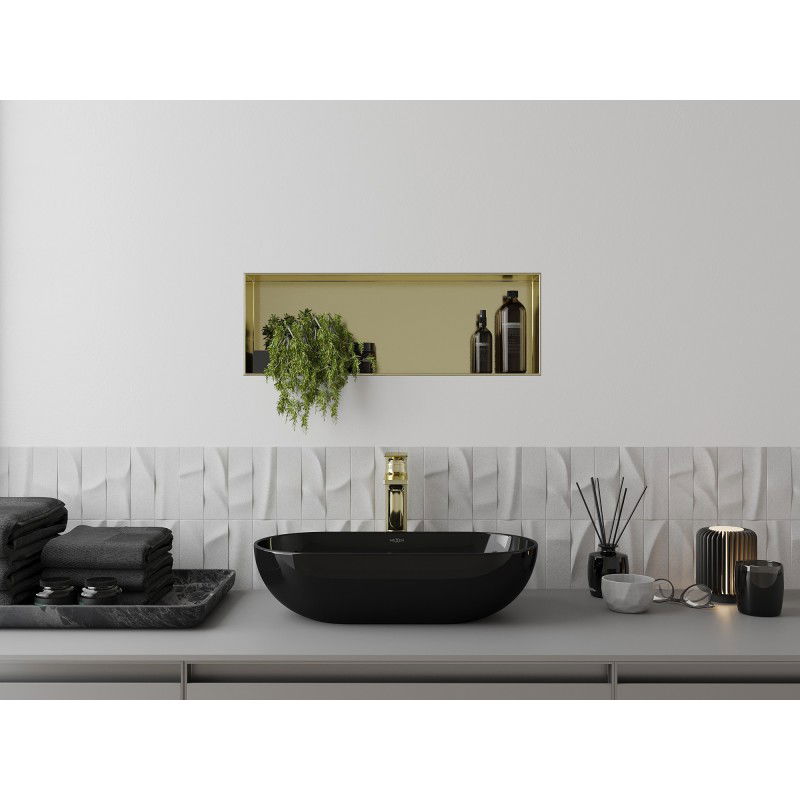 Mexen X-Wall-NR nástěnná polička bez rámečku 60 x 20 cm, zlato kartáčované - 1951602010