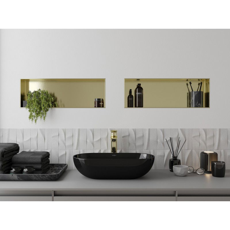 Mexen X-Wall-NR nástěnná polička bez rámečku 60 x 20 cm, zlato kartáčované - 1951602010