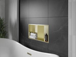 Mexen X-Wall-R vestavná police s límcem a policí 60 x 30 cm, kartáčovaná zlatá - 1950603010S