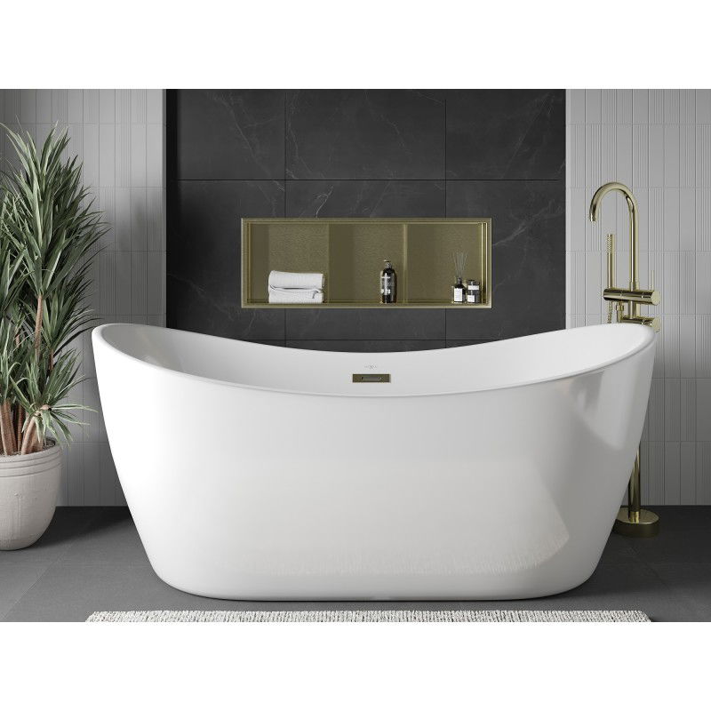 Mexen X-Wall-R nástěnná police s límcem a policí 90 x 30 cm, zlatá kartáčovaná - 1950903010S