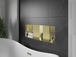 Mexen X-Wall-NR nástěnná police bez límce s policí 90 x 30 cm, zlatá kartáčovaná - 1951903010S