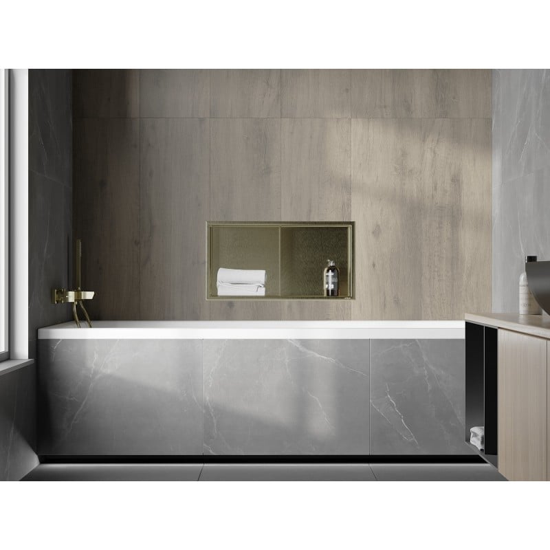 Mexen X-Wall-R vestavná police s límcem a policí 60 x 30 cm, kartáčovaná zlatá - 1950603010S