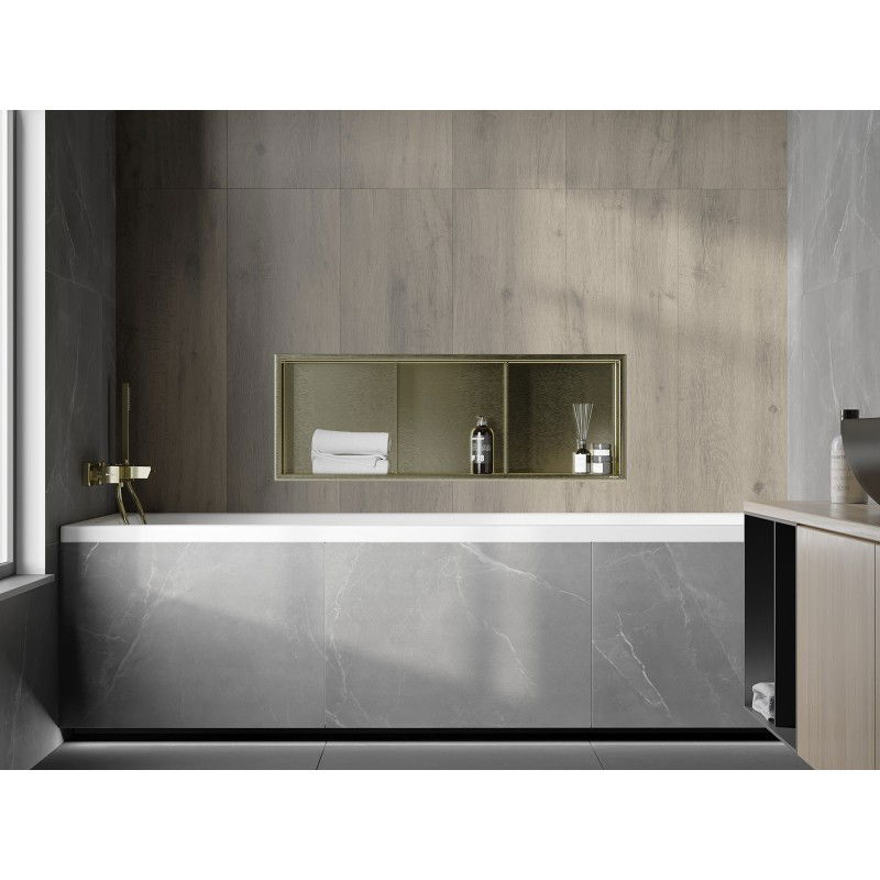 Mexen X-Wall-R nástěnná police s límcem a policí 90 x 30 cm, zlatá kartáčovaná - 1950903010S