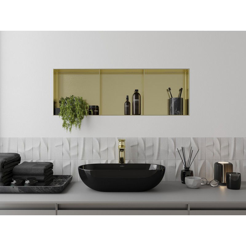 Mexen X-Wall-NR nástěnná police bez límce s policí 90 x 30 cm, zlatá kartáčovaná - 1951903010S