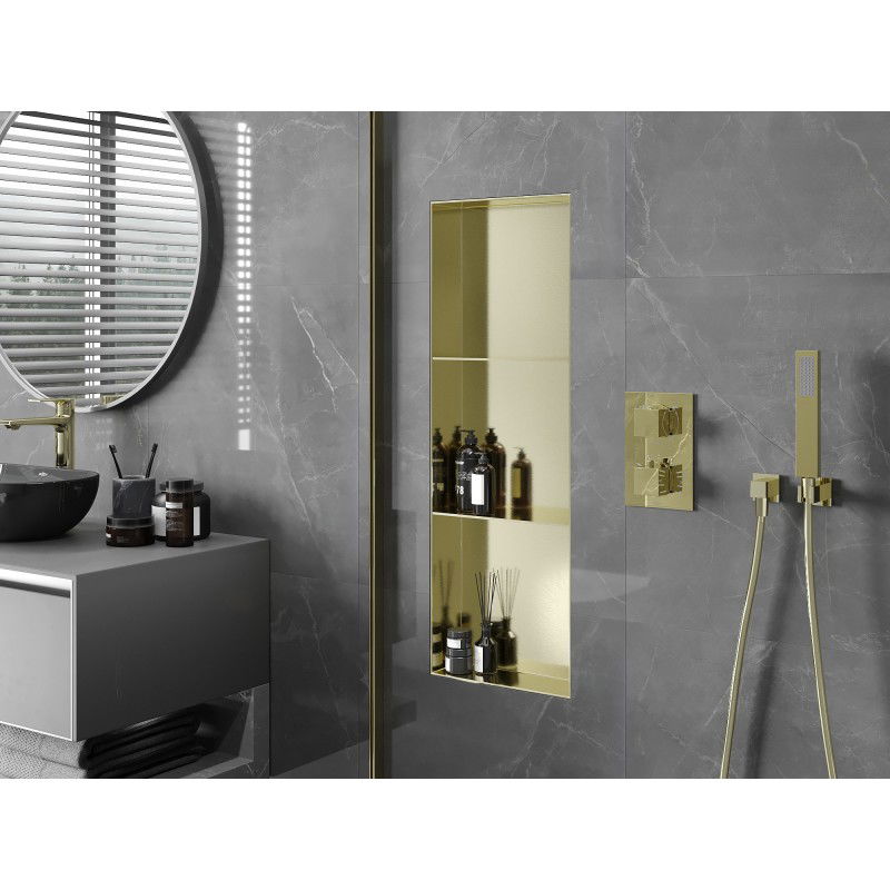 Mexen X-Wall-NR nástěnná police bez límce s policí 90 x 30 cm, zlatá kartáčovaná - 1951903010S