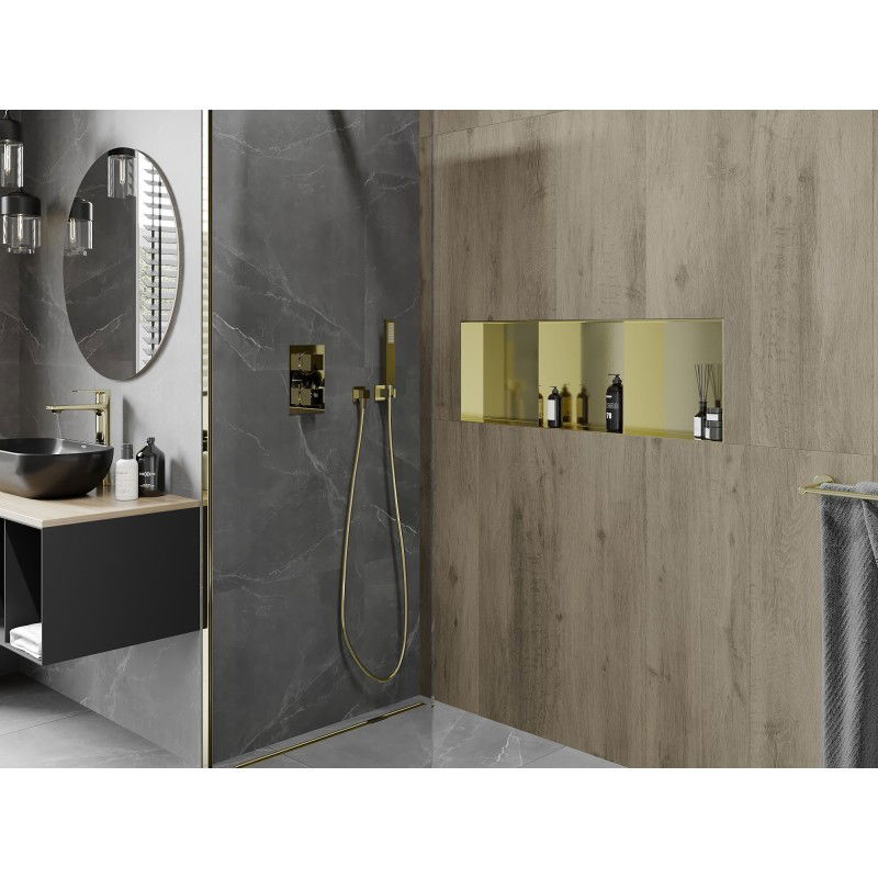 Mexen X-Wall-NR nástěnná police bez límce s policí 90 x 30 cm, zlatá kartáčovaná - 1951903010S